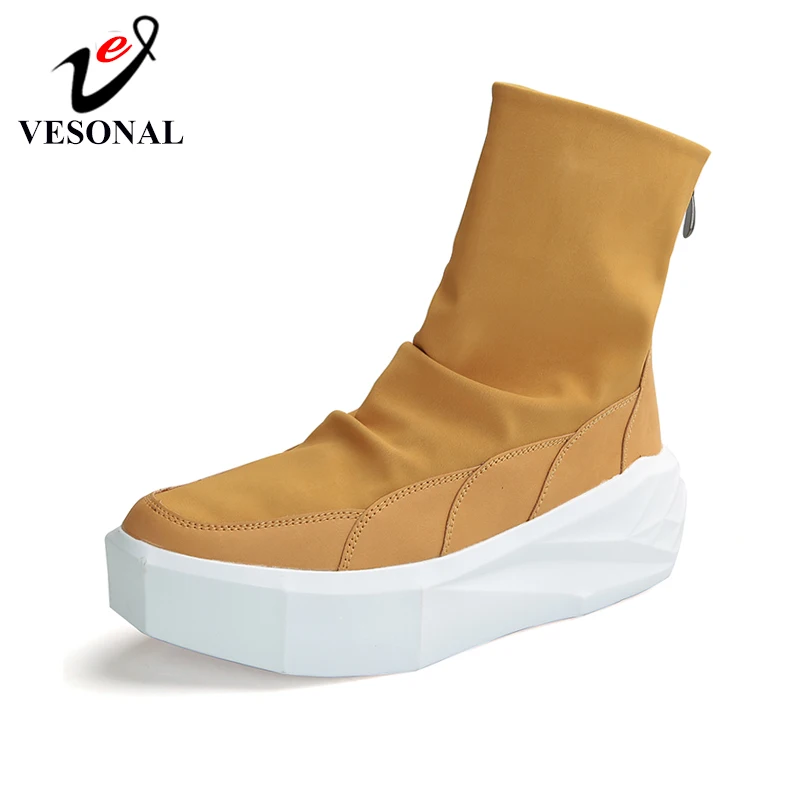 VESONAL/2019 г. Модные ботильоны на толстой подошве сезон осень зима мужские кроссовки