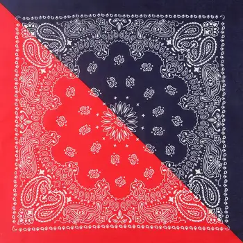 

WZCX 55*55cm Cashew Flowers Hip Hop Square Headscarf Symmetry Stitching Color Bicolor Unisex Headscarf Cotton Scarf