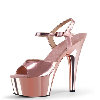

Platform Sandals 15cm High Heels Silver Black Pink Stripper Women Summer Shoes Fenty Beauty Patent Leather Party Sexy Shoes
