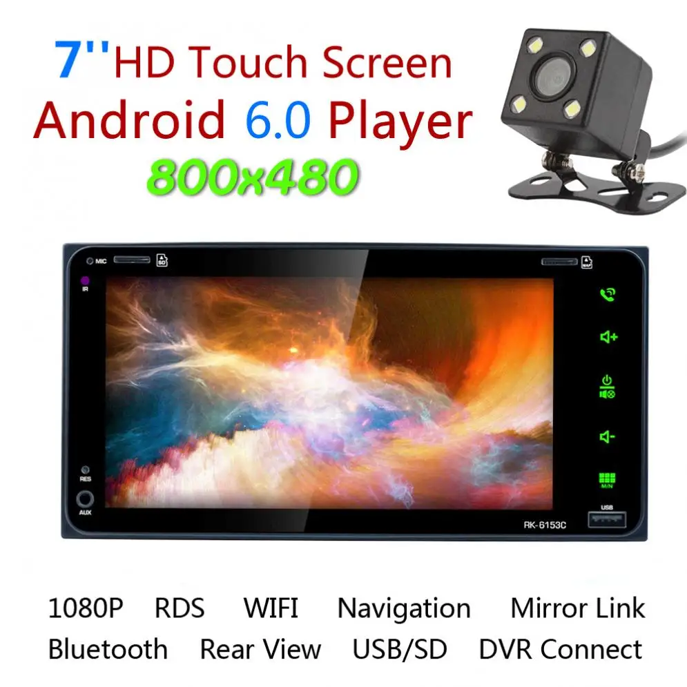 7 дюймов RDS Android 6,0 Bluetooth автомобильный Радио стерео плеер цифровой сенсорный экран gps Зеркало Ссылка заднего вида для Toyota Camry/Coro