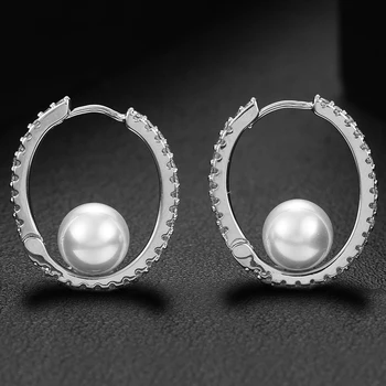 

GODKI Shell Pearl Cubic Zircon Danity HOOP Earrings Trendy Charms DUBAI Round Hoop Statement Earring for Women Wedding Jewelry