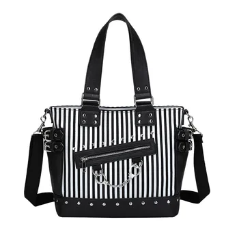 

Canvas Tote Bag Crossbody Bags Luminous Rivet Stripe Shoulder Handbags Women Purse