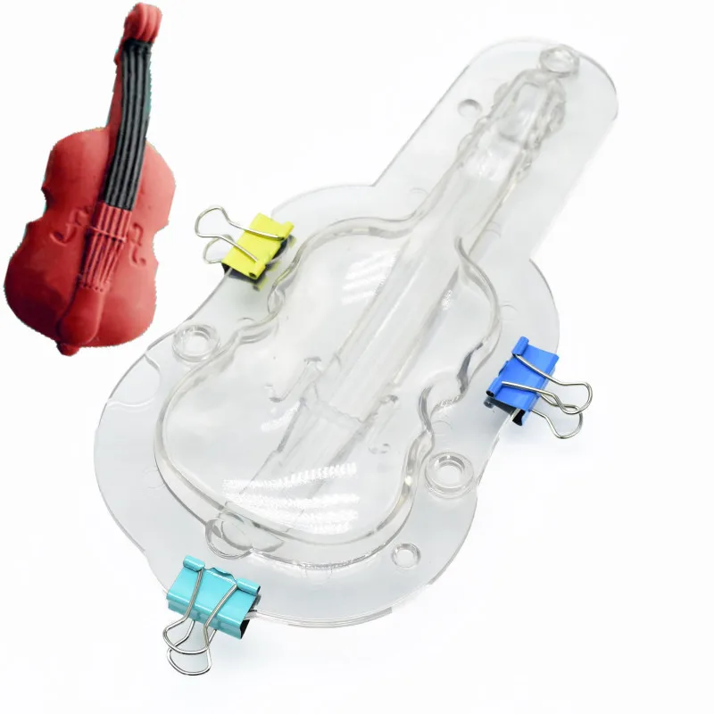 Hot Sale DIY 3D Guitar Plastic Chocolate mould Baking Tools Mold DIY Violin Candy Jelly Mold Cake Decorating Molds Pastry Tools01
