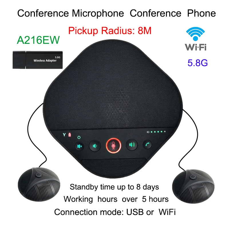 Беспроводной Конференц динамик со стереозвуком True Wireless встроенным микрофоном Aux