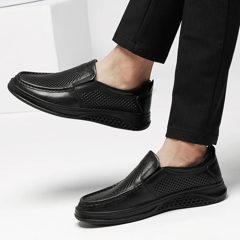 

High Quality Genuine Leather Men Shoes Soft Moccasins Loafers Comfortable Non Slip Men Flats Comfy Driving Shoes Men