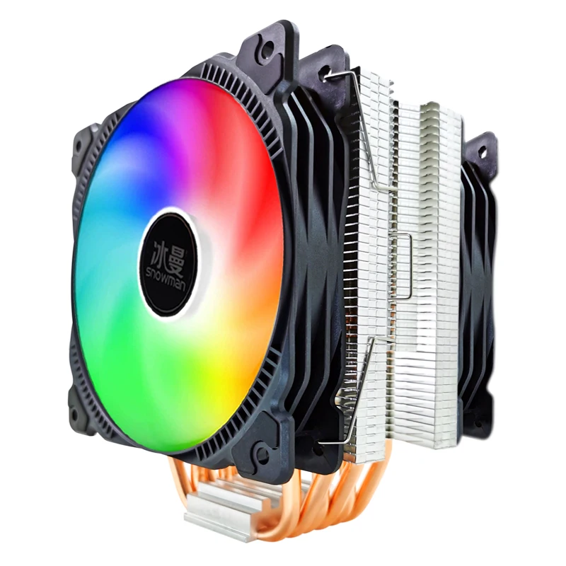 Снеговик 6 тепловых трубок Процессор кулер RGB 120 мм ШИМ 4Pin для Intel LGA1200 775 1150 1151 1155 2011