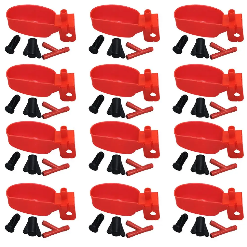 

12 pcs Automatic Bird Drinking Cups Plastic Drinking Fountain 10mm Chicken Drinker for Quail Pigeon Bird Farm Drinking Supplies