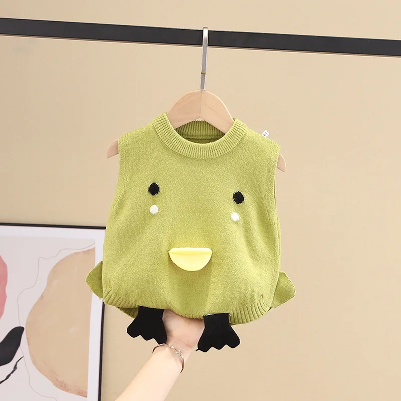 Симпатичный Детский свитер в Корейском стиле на осень и зиму хлопковый без полей детская одежда жилет с