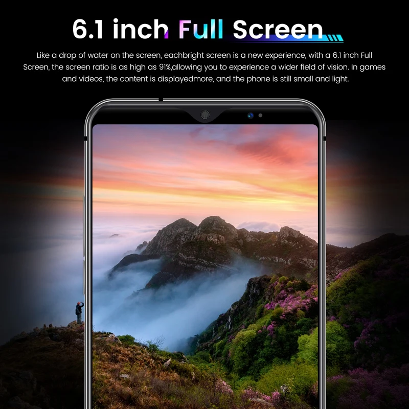 Мобильный телефон Android смартфон Face ID разблокировать 6 1 дюймов полный Sn Гб + 8