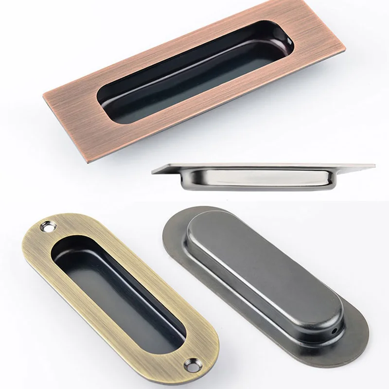 Sliding Door Handle Embedded Concealed Door Knobs Stainless Steel Cabinet Drawer Hidden Buckle Kitchen Sliding Pull furniture handles kitchen door handles