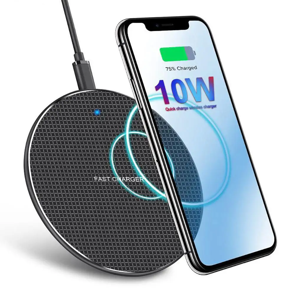 

10W Qi Wireless Phone Charger Pad Super Thin Fast Charging Phone Holder Charging Pad