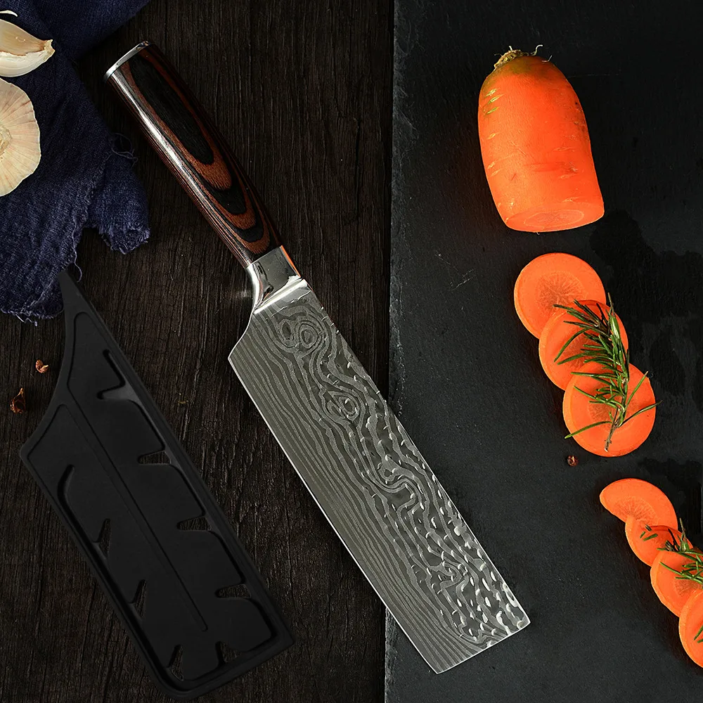 Nakiri кухонный нож из нержавеющей стали Кливер 7 дюймов японский резак