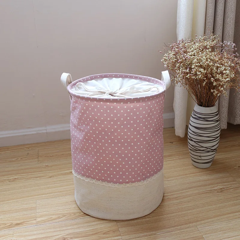 Dotted Joint Laundry Basket Foldable Drawstring Top Dustproof Storage Bucket Clothes Storage Basket Home Laundry Basket
