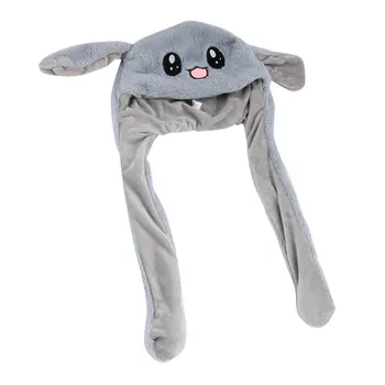 

2019 Kids Cute Plush Rabbit Pinching Bunny Ear Hat Can Move Airbag Cap Toy Gift for Kids Girls Girlfriend Women Accessories