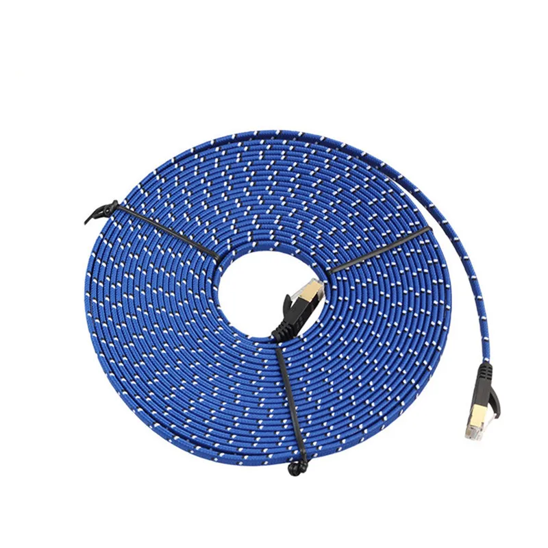 Cat 7 Ethernet RJ45 Lan Cable Flat UTP Wire With Braid RJ 45 Cat7 Network Cards 10Gbps 600Mhz For Modem Router 1m 2m 3m 5m 10m |