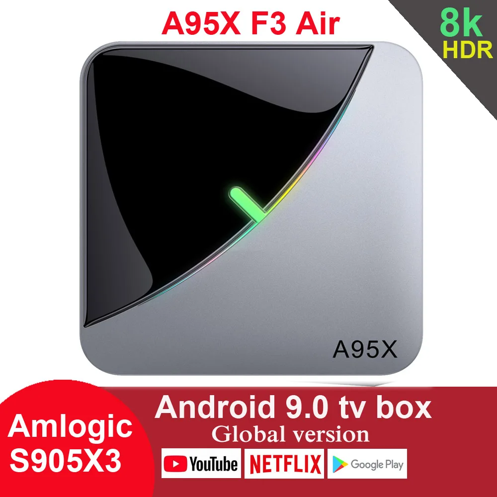 

A95X F3 Air Android 9.0 TV Box Amlogic S905X3 4GB ROM 32GB 64GB HDR 8K Wifi BT Youtube Google Play Netfilx Set Top Box Device