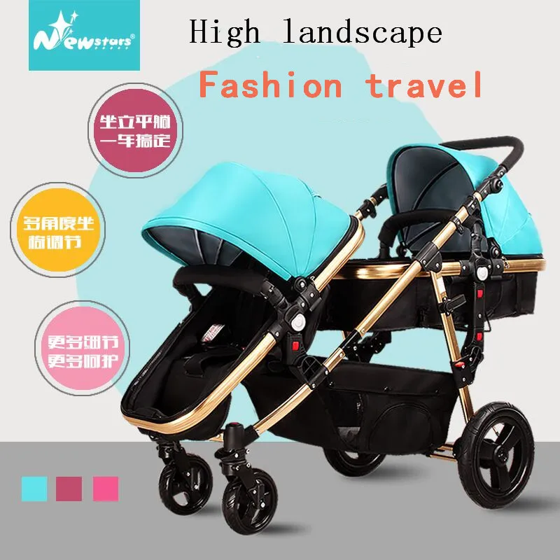 

Newborn twin strollers can sit reclining safe and comfortable cart