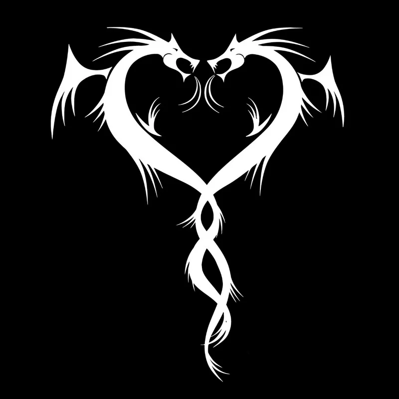 

Hot Interesting Dragon Heart Love Car Stickers KK PVC 15CM*13CM Vinyl Motorcycl Decals