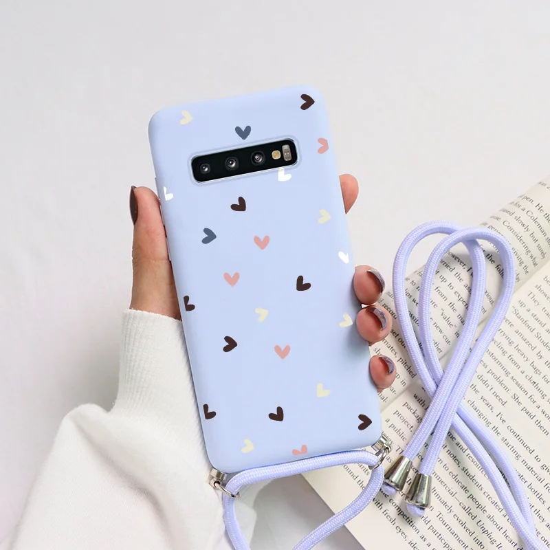 samsung cute phone cover TPU Coque Cases For Samsung S10 Plus On For Samsung S10e S10 G975 F U W Galaxy S10 G973F Rope Chain Necklace Strap Lanyard Cover cute phone cases for samsung 