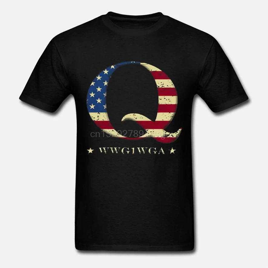 Мужская футболка QAnon WWG1WGA Q Anon с принтом на заказ 100% хлопок круглым вырезом большая
