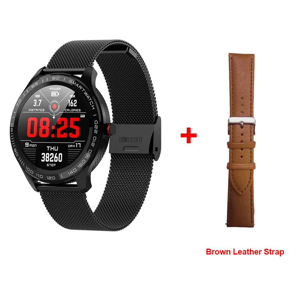 add brown leather LEMFO Смарт часы ЭКГ Bluetooth сердечного ритма считывание уведомления полный сенсорный экран IP68 Водонепроницаемые спортивные Смарт-часы для мужчин и женщин - Цвет: add brown leather