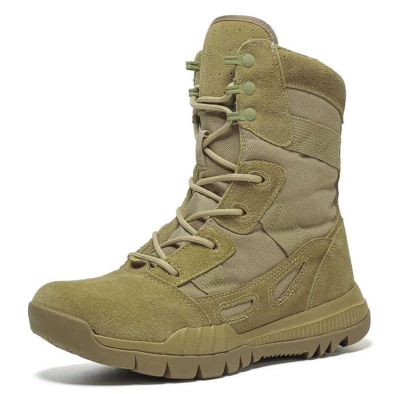 Khaki Me Hiking Boots High Top Comfortable Black Khaki Man Waterproof Hunting Shoes Tactical Camping Male Climbing Boot Mountain Shoes - Цвет: Khaki