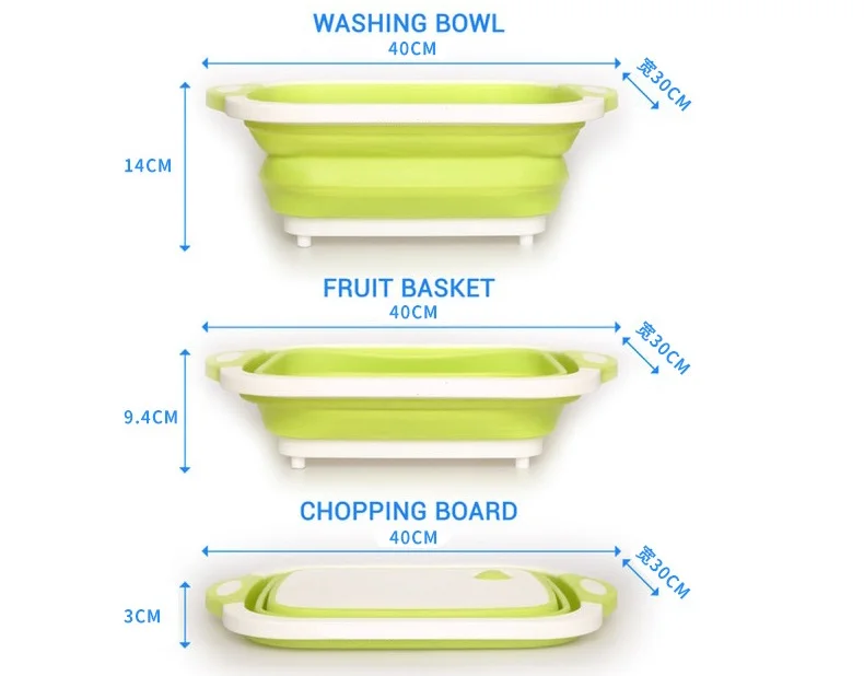 Multifunction Kitchen Chopping Blocks Sinks Drain Basket Folding Cutting Board Fruits Tool Kitchen Storage Basket Chopping Board