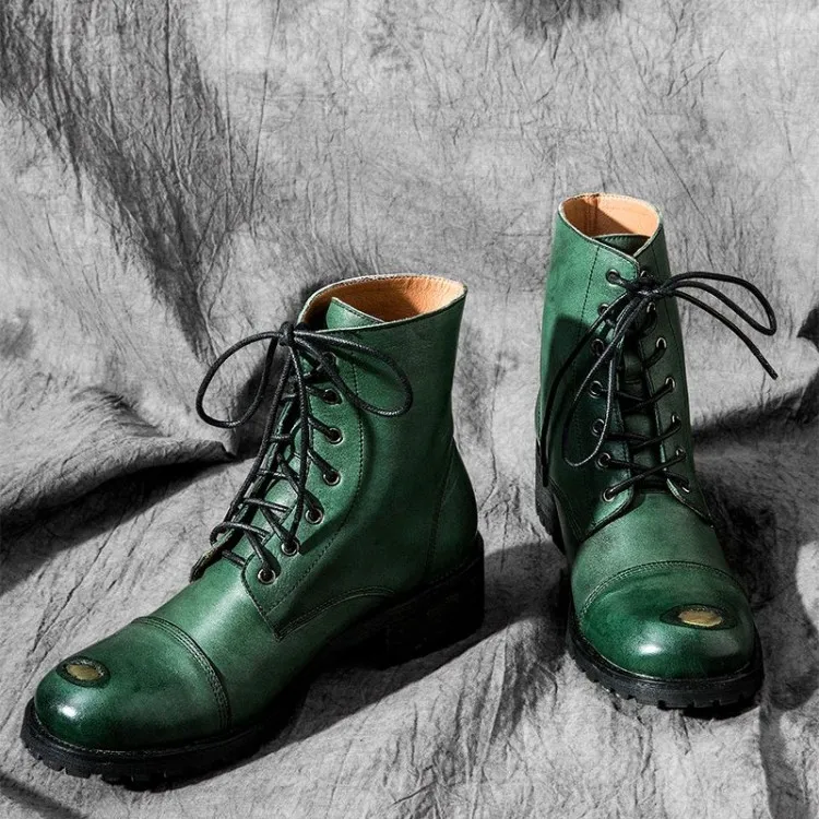 Женские винтажные ботильоны MLJUESE из коровьей кожи с круглым носком на низком