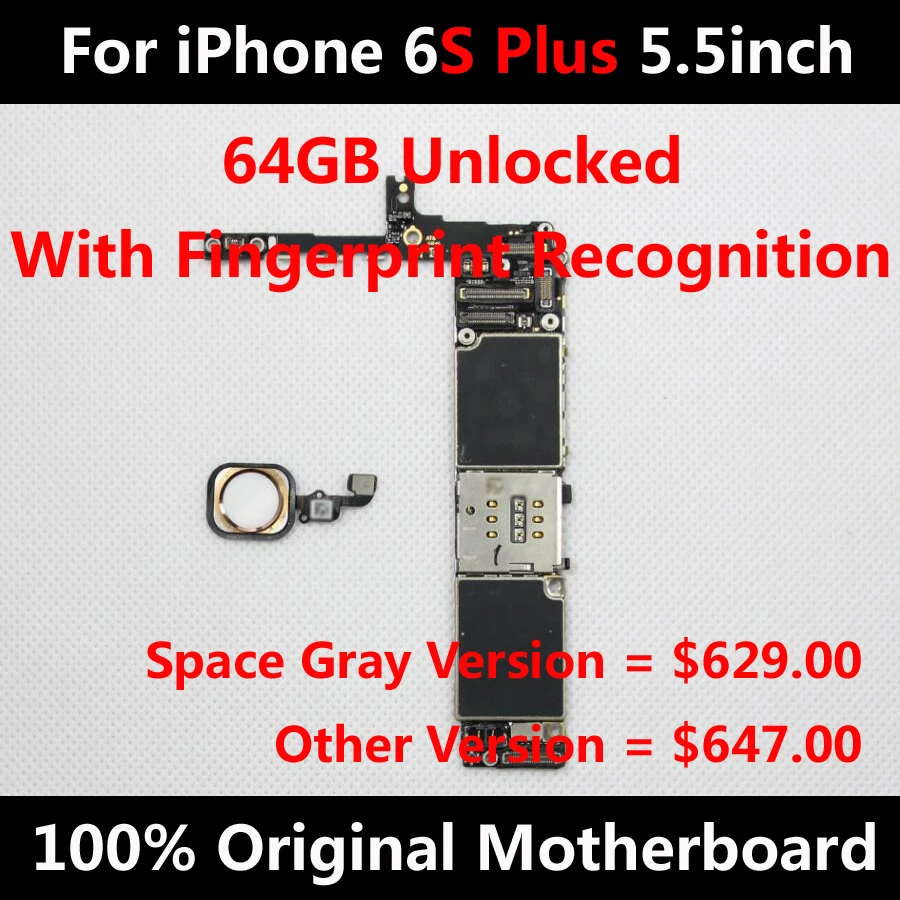 Для iPhone 6S Plus 5,5 дюймов материнская плата 64 Гб Заводская разблокированная материнская плата с сенсорным ID оригинальная поддержка обновления IOS