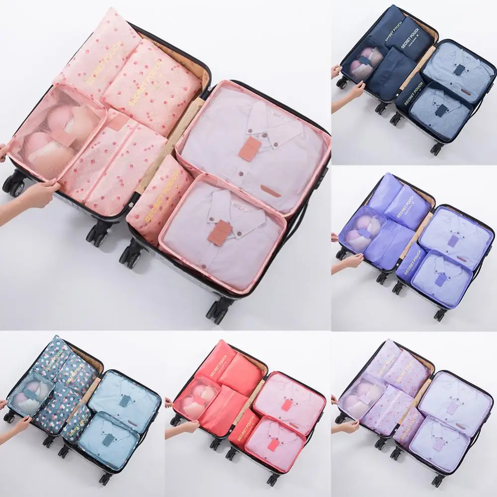 Storage Bags 7Pcs Clothes Underwear Sorting Bag Waterproof Oxford Cloth Zippered Travel Clothes
