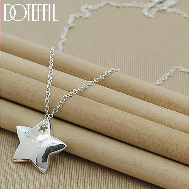 DOTEFFIL-collar con colgante Estrella de Plata de Ley 925 auténtica para mujer, de 18 pulgadas, joyería moda, gran oferta _ AliExpress Mobile