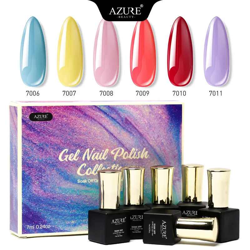 Azure beauty 6 шт./лот набор гелей для ногтей впитывающий УФ/светодиодный Гель лак
