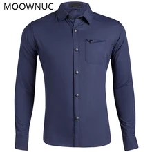 Новинка, модные мужские рубашки, брендовые, однотонные, повседневные, без глажки, американские размеры, мужская летняя и осенняя официальная одежда с длинными рукавами MOOWNUC MWC