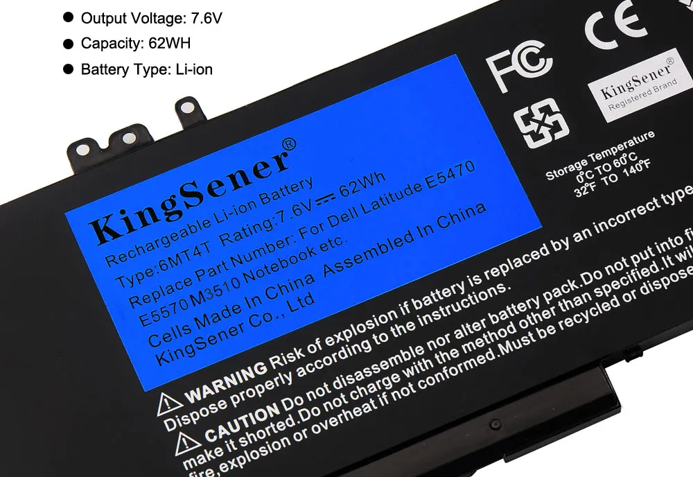 KingSener 6MT4T ноутбук Батарея для Dell Latitude E5470 E5570 Тетрадь 15," M3510 7V69Y TXF9M 79VRK 07V69Y 7,6 V 62WH