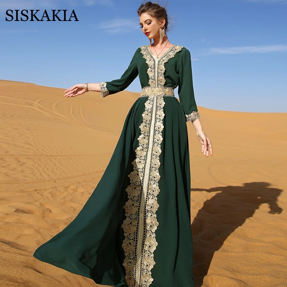 Женское кружевное платье Siskakia винтажное с вышивкой в этническом стиле свободное