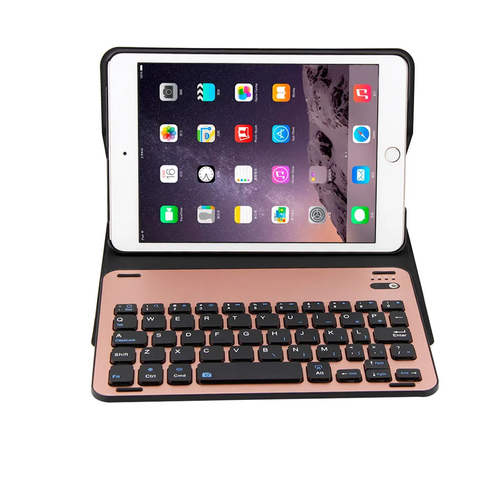 Клавиатура для ipad mini1/2/3 ультра алюминиевая Bluetooth клавиатура с кожаный чехол ПК Bluetooth клавиатура чехол