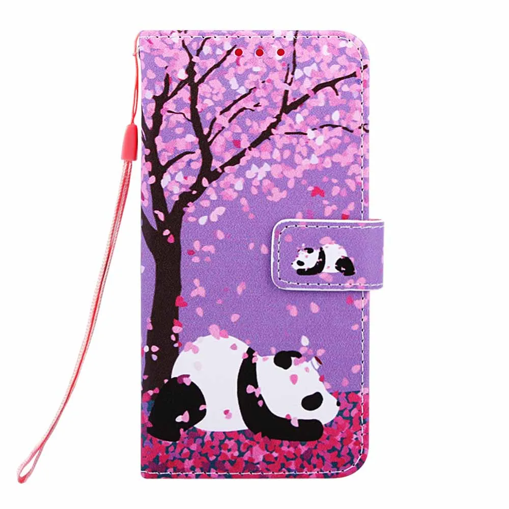 Чехол-книжка с милым Рисунком Тигра и панды для samsung Galaxy S10E S10 S9 S8 Plus J4+ J6+ J6 Premium A7 A750 - Цвет: Cherry Blossom Panda