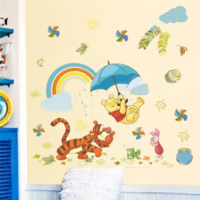 Disney winnie pooh wall decals for kids rooms home decorations 40*60cm animals zoo wall stickers pvc mural art DIY posters
