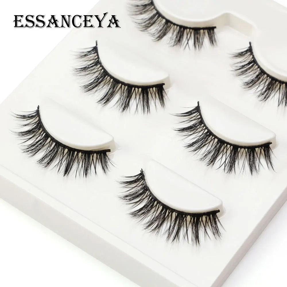 

ESSANCEYA 3 Pairs Black Natural False Eyelashes Fake Lashes Long Makeup 3d Mink Lashes Extension Soft Eyelashes for Sexy Beauty