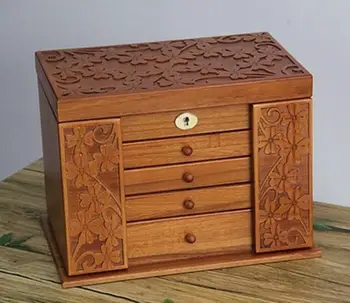 

Caja de joyeria de madera real de trebol de estilo retro de mutiples capas de boda Regalo De vacaciones