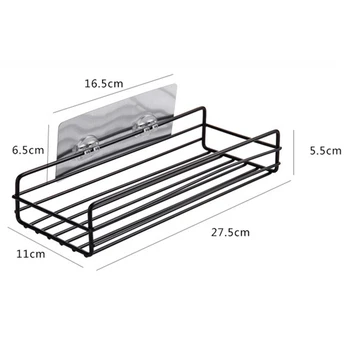 

New Self-Adhesive Sundries Organizer Shower Shelf Basket Bathroom Shampoo Holder Wall Corner Kitchen Free Punching Wall Hanging