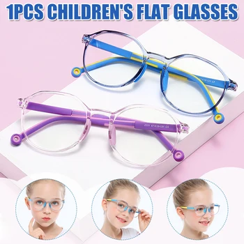 

Children Flat Mirror Vintage Round Eyeglasses Frame Super light Anti Eyestrain for Kids Reading Gaming LDO99