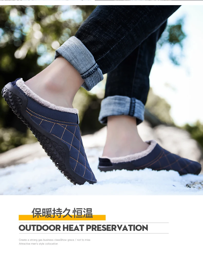 Fashion Winter Men's slippers popular Waterproof Warm House shoes Non slip Indoor Shoes for men Big size 48 warm Herenpantoffels