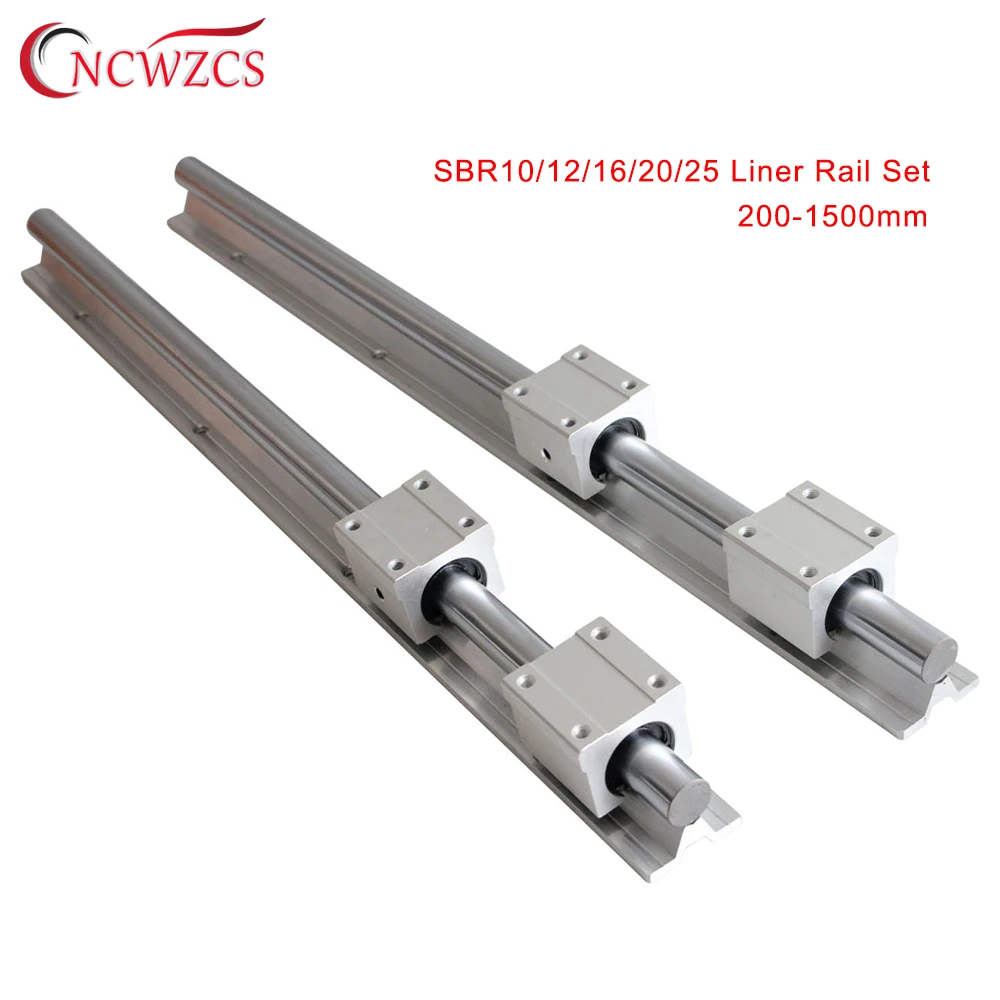

2PCS SBR12 SBR16 SBR20 SBR10 Linear Guide Rail 300mm 500 1000mm 1500mm with 4PC SBR12UU SBR16UU SBR20UU Linear Bearing Block CNC