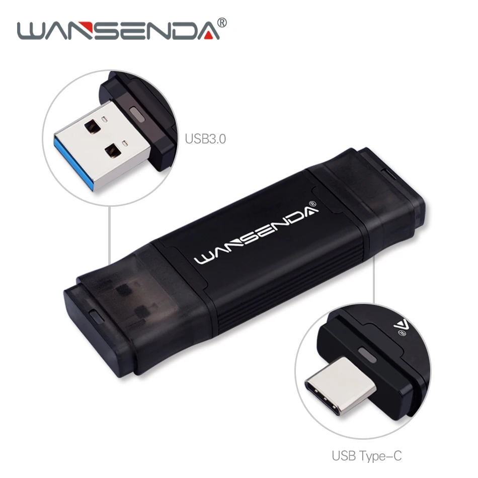 OTG Флешка WANSENDA 2 в 1 флеш-накопитель Type-C USB 3 0 512 ГБ 256 128 64 32 карта памяти для ПК |
