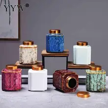 220/350/375 мл Чай коробка канистра Чай контейнер китайский жестяная коробка для хранения уплотнение Чай конфеты Caddy Theedoos Цвет Керамика банку Чай Кэдди