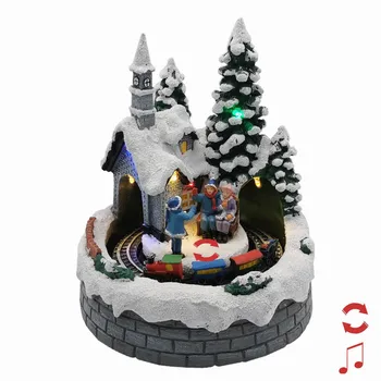 

Animated Tabletop Christmas Village Santa Train Musical﻿ LED Xmas 2020 Holiday Home Decoration Kids Toy Gift
