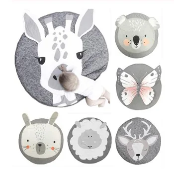 

Baby Play Mat Cotton Cartoon Animal Mats Newborn Infant Crawling Blanket Round Floor Carpet Rug Mat Kids Room Decor Photo Props
