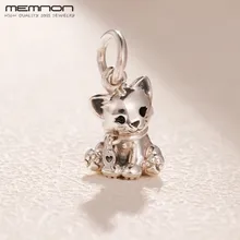 925 Чистое серебро плавающее Висячие Очаровательные Подвески в виде милой кошки подходят для браслетов из бисера браслеты ожерелье DIY Подвески для изготовления ювелирных изделий
