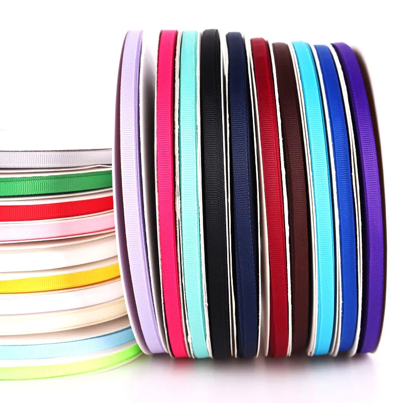 

Pure Color Whorl Grosgrain Ribbons Wedding Festival Party Decorations Bow Craft Card Gifts Wrapping Supplies DIY 6-10mm 5 Yards